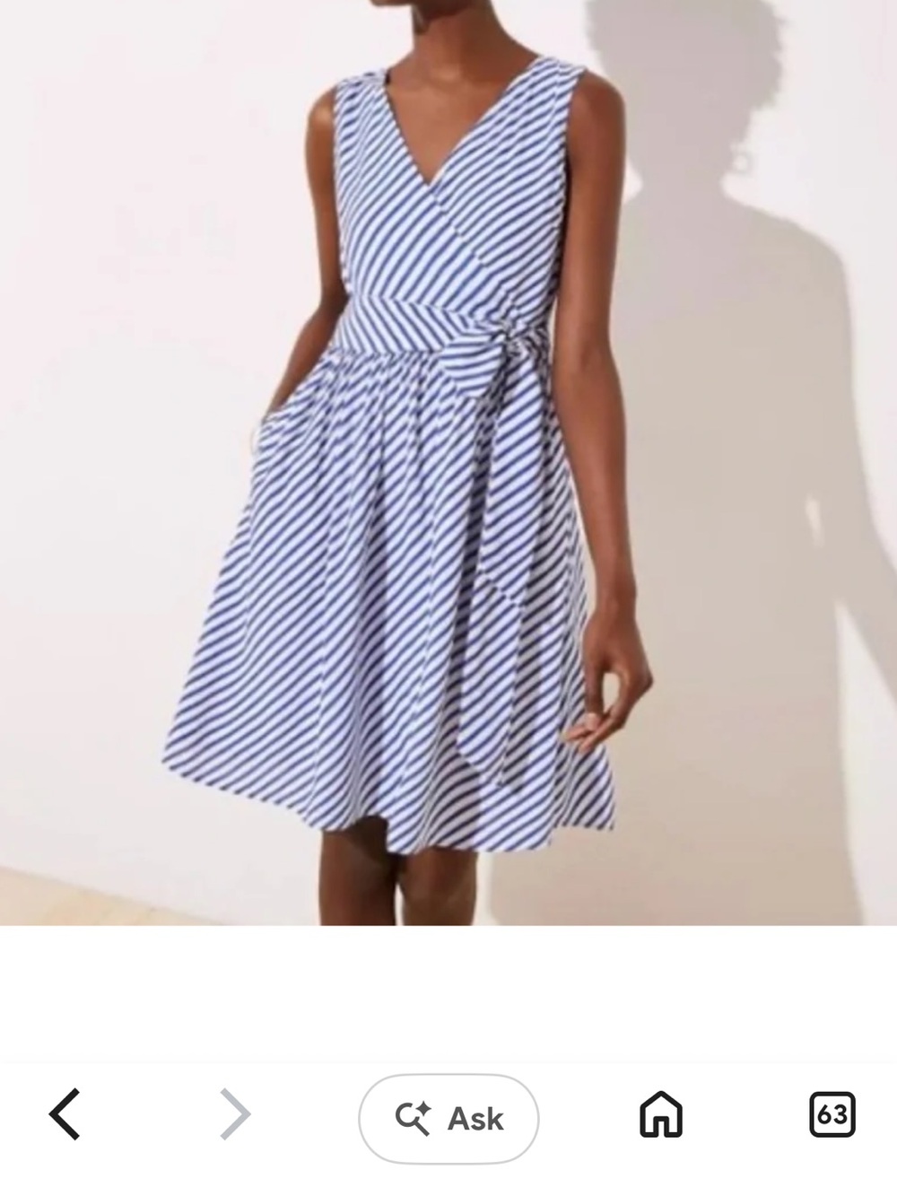 LOFT 6 NWT Striped Wrap Dress in Blue and White